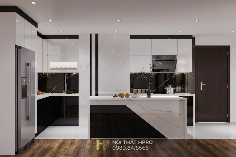 Mẫu thiết kế tủ bếp Acrylic TBAC220 kết hợp bàn đảo sang trọng Mẫu thiết kế tủ bếp Acrylic TBAC220 kết hợp bàn đảo sang trọng