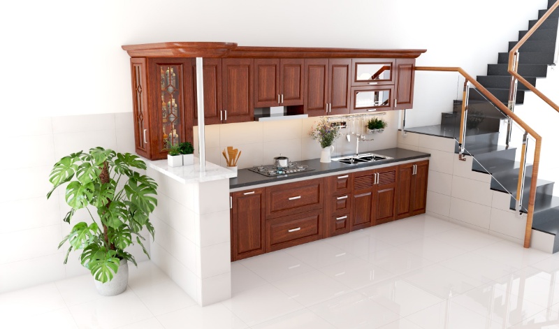 Địa chỉ thi công tủ bếp gỗ hương trọn gói, uy tín ở Hà Nội