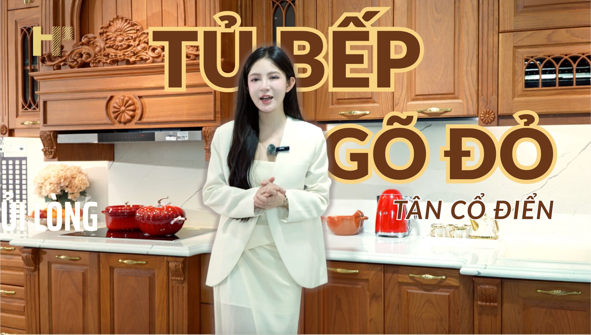 Mẫu tủ bếp tân cổ điển gỗ Gõ Đỏ Pachy tự nhiên