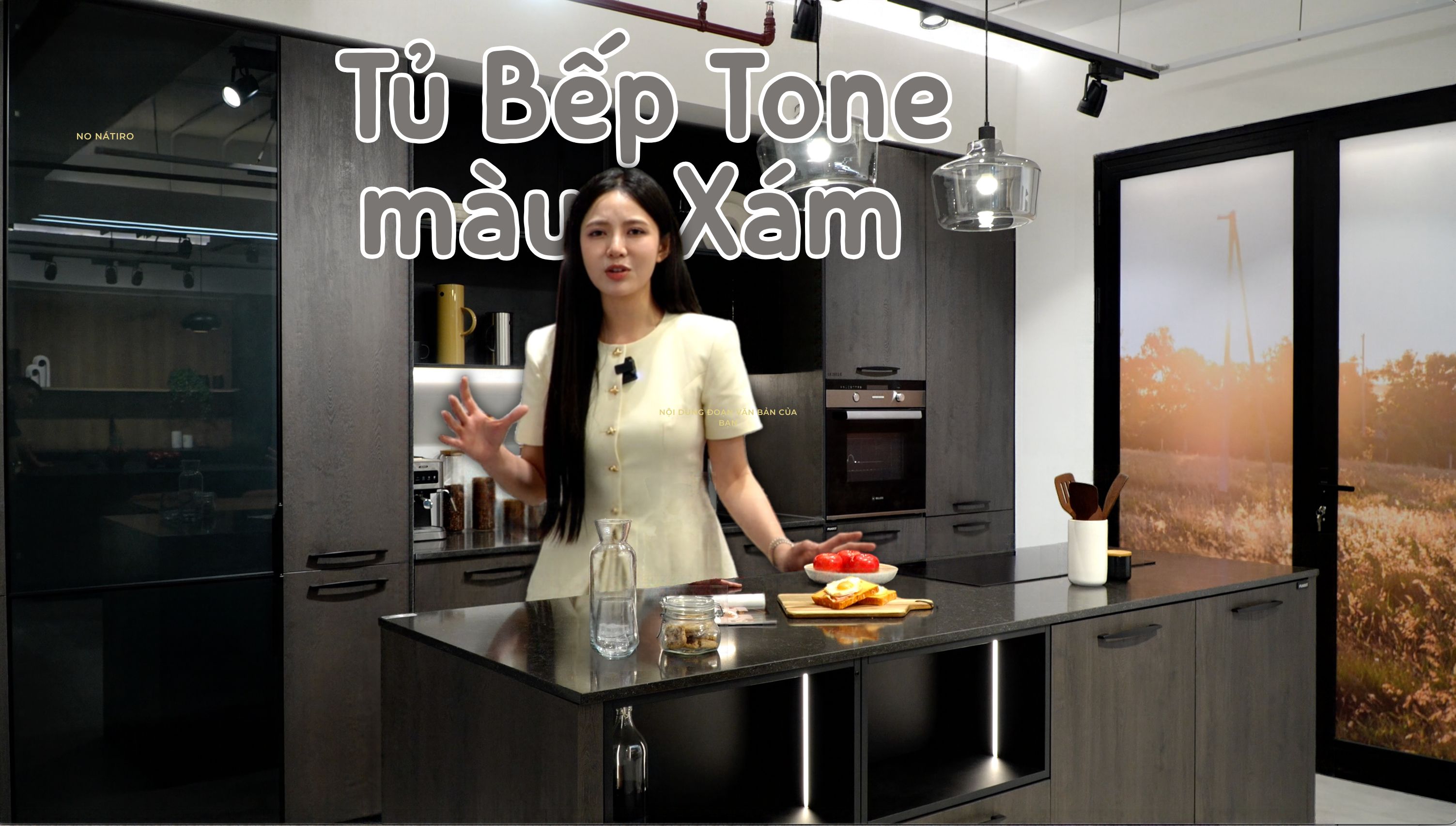 Tủ bếp màu xám trầm