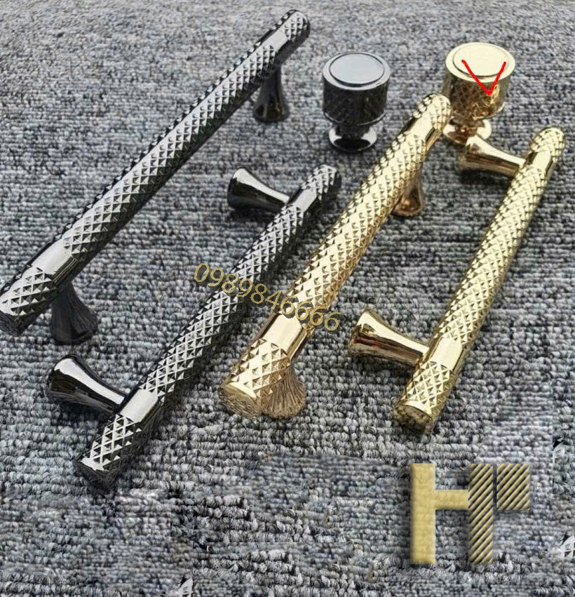 Tay nắm hợp kim CNC họa tiết kim cương, thân đũa tròn 