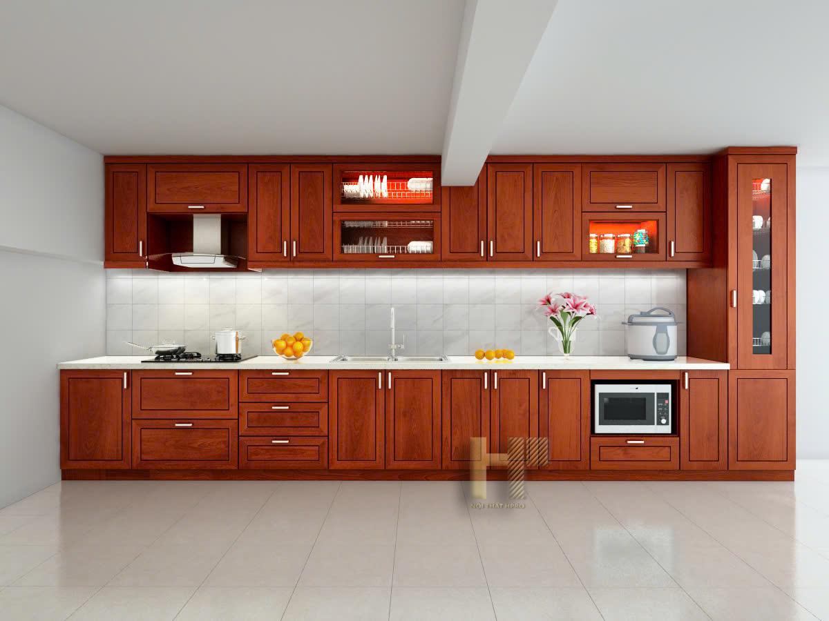 Tủ bếp gỗ Giáng Hương tự nhiên TBGH02