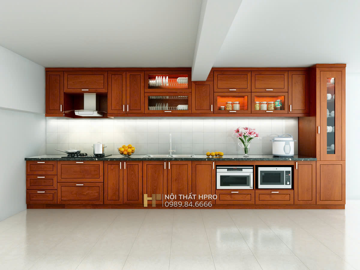 Tủ bếp gỗ Giáng Hương tự nhiên TBGH02