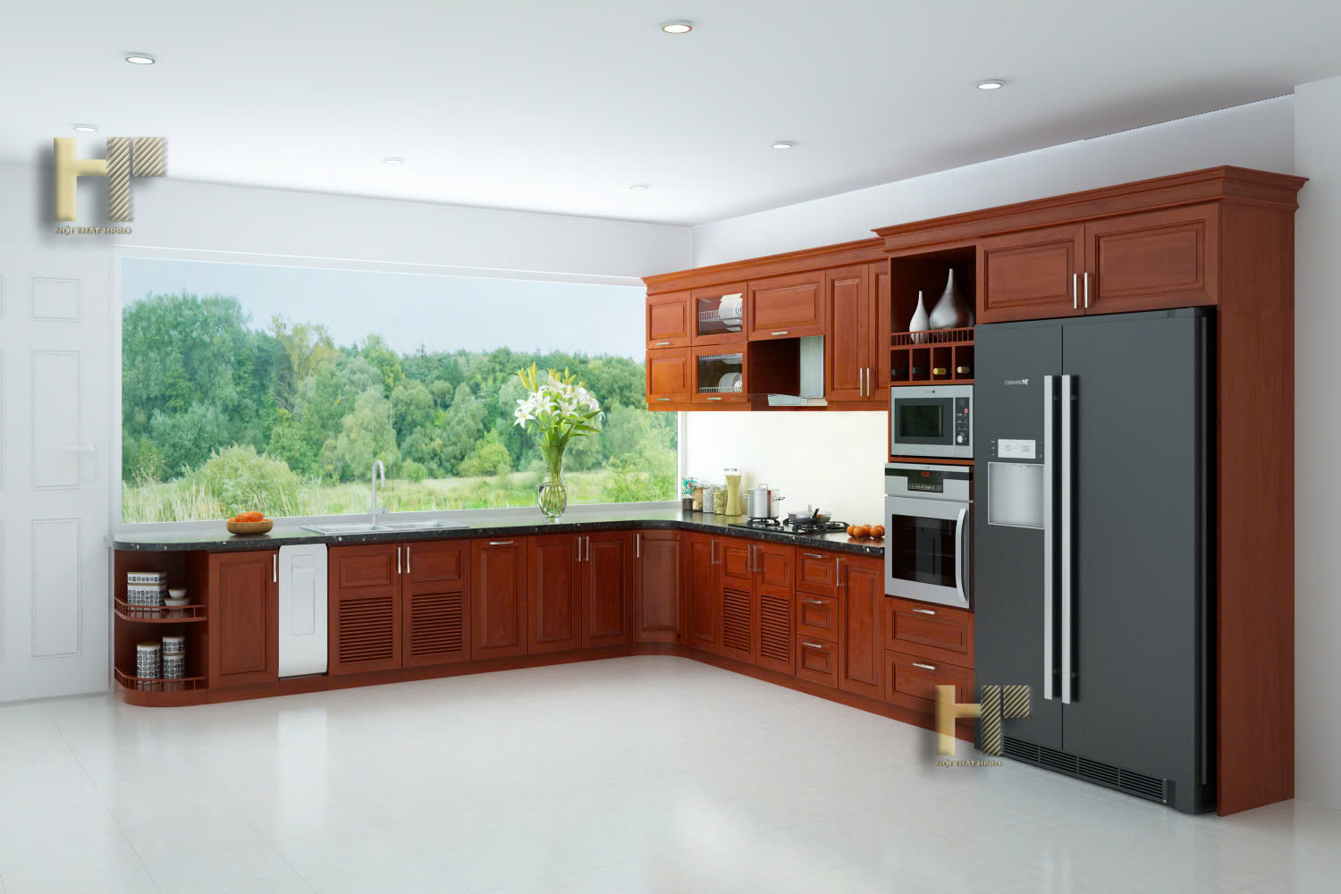 Tủ bếp gỗ Giáng Hương tự nhiên 