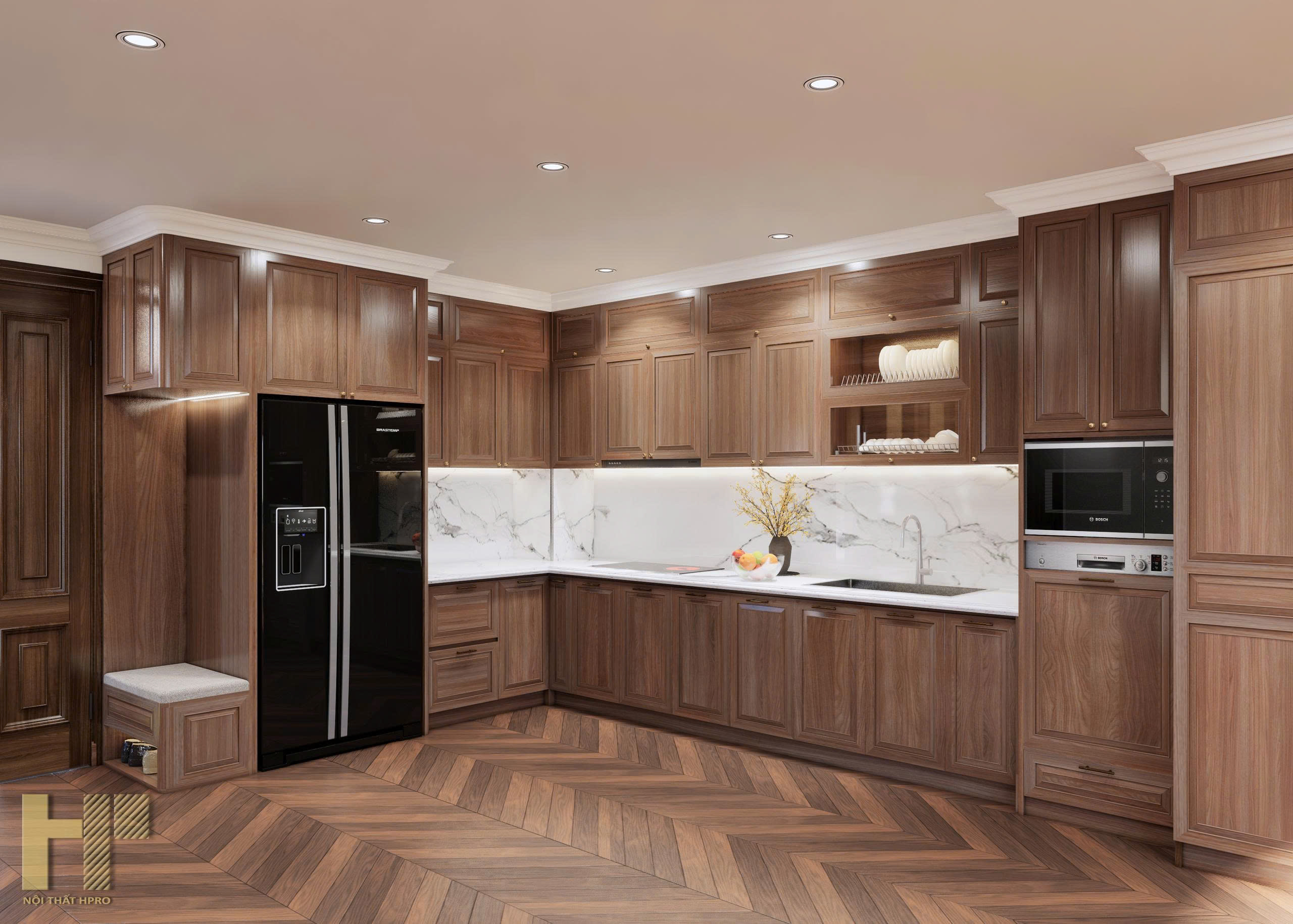 Tủ Bếp Gỗ Sồi Mỹ