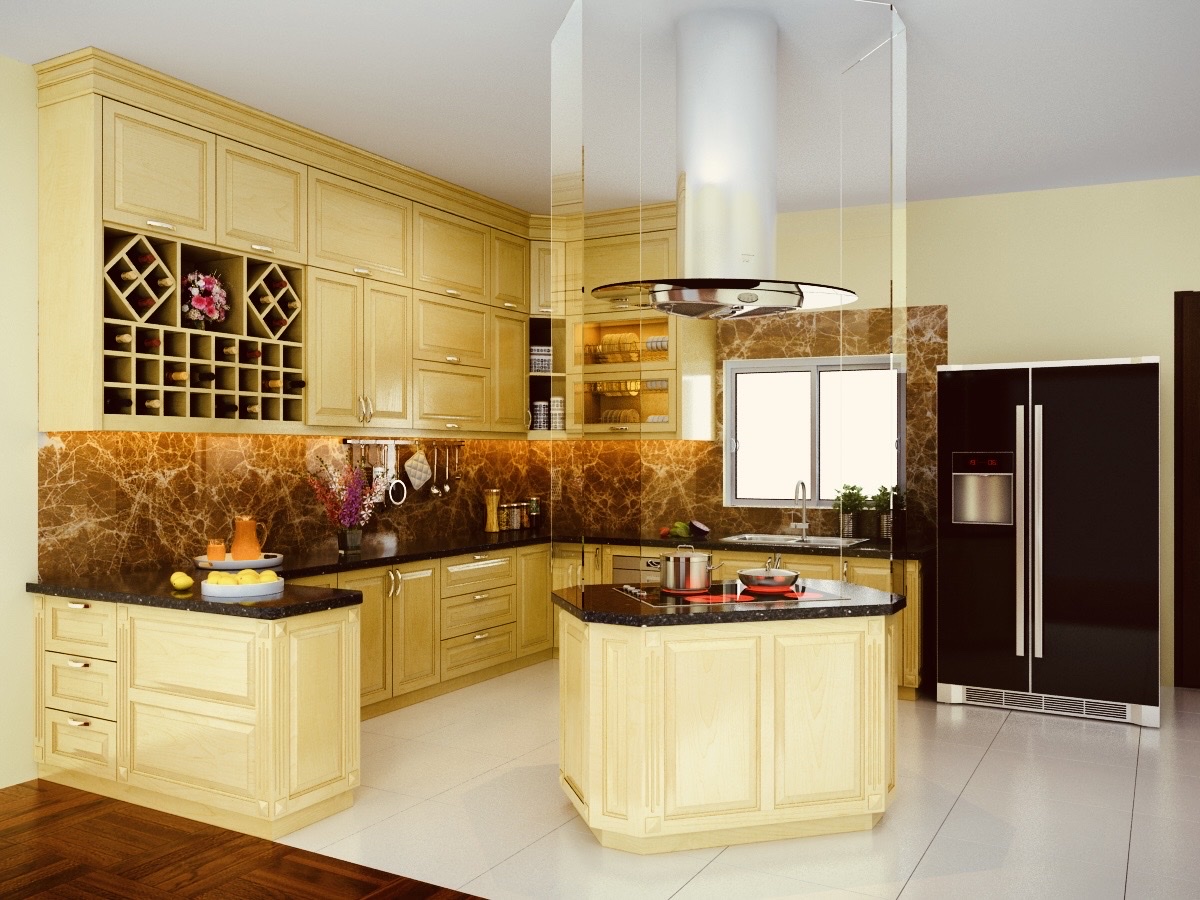 Tủ Bếp Gỗ Sồi Nga