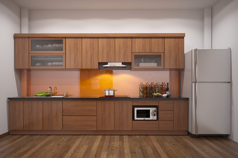            Loại cánh tủ bếp Melamine có độ bền cao nên rất phù hợp cho gian bếp