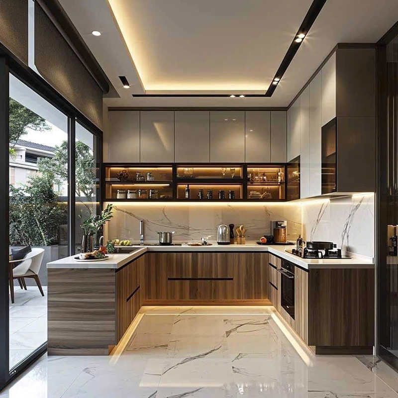 Mẫu 13: Mẫu nhà bếp gỗ công nghiệp chống ẩm