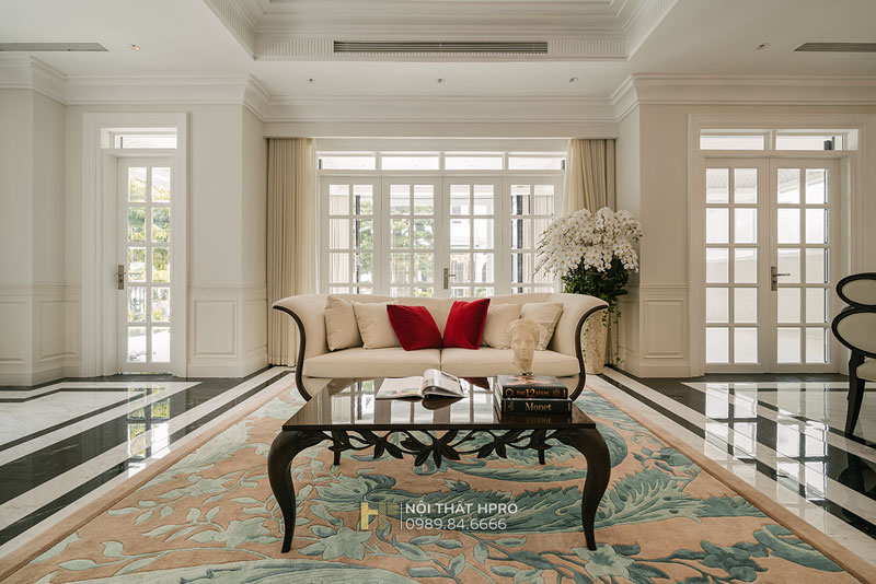 Mẫu thiết kế sofa nỉ bàn trà cao cấp gỗ óc chó