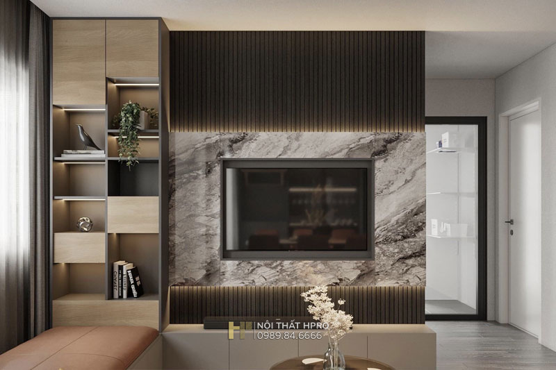 Mẫu thiết kế kệ tivi cho vách tường hẹp