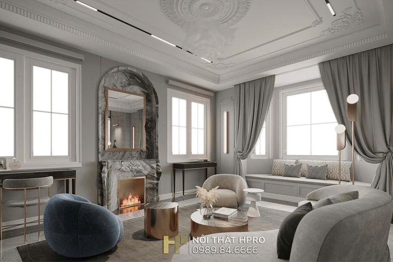 Thiết kế nội thất phong cách tân cổ điển cho biệt thự 3 tầng ở Hà Nội