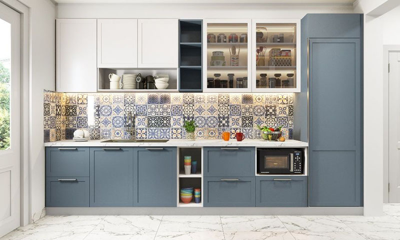 Mẫu 10: Tủ bếp Acrylic chữ I giá tốt cho gia đình trẻ