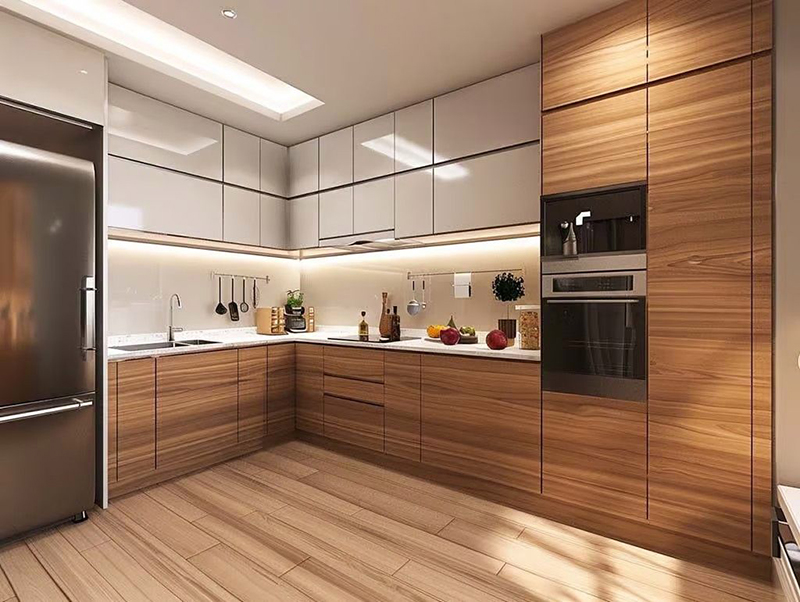 10 mẫu tủ bếp Acrylic màu gỗ đẹp, sang trọng nhất 2026