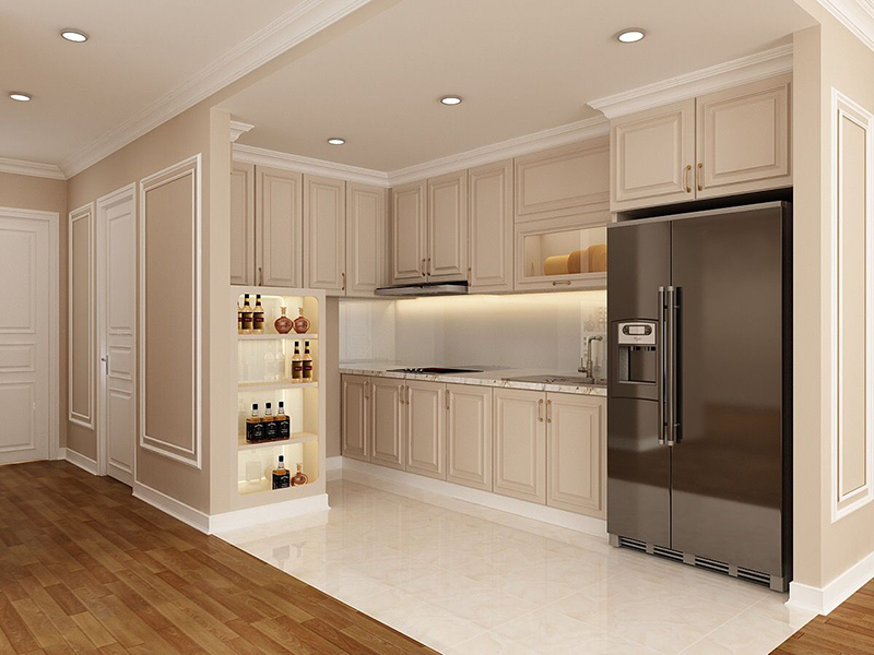 13 mẫu tủ bếp Acrylic màu kem đẹp, hiện đại, sang trọng