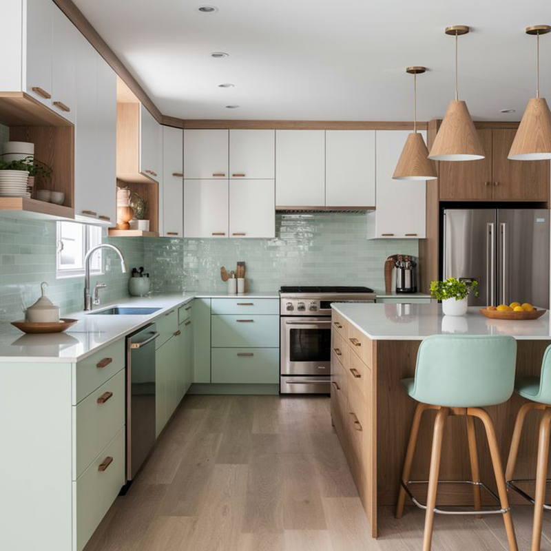 Mẫu 8: Màu xanh mint kết hợp trắng