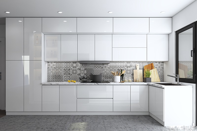 Mẫu tủ bếp tạo cảm giác thoáng đãng cho không gian