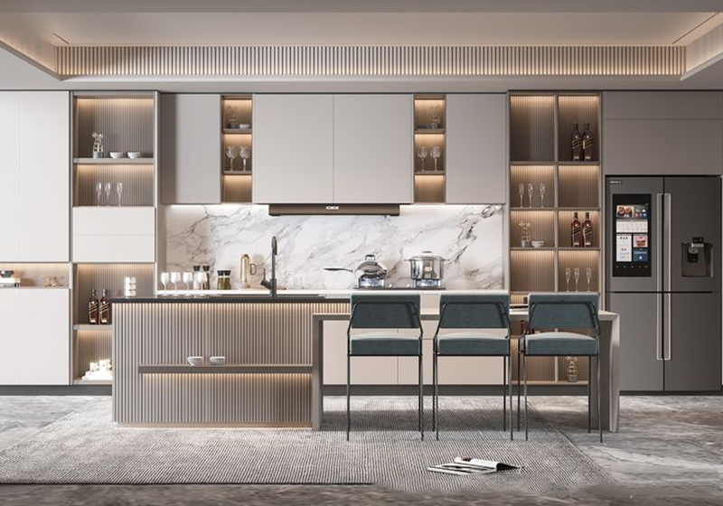 Mẫu 20: Acrylic + coffee corner/tủ rượu mini