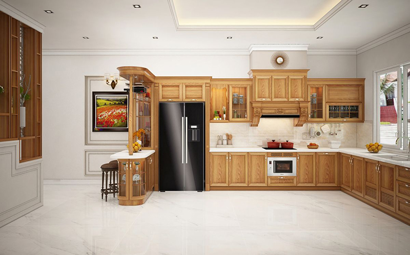 Mẫu 2: Tủ bếp chữ L cho nhà phố