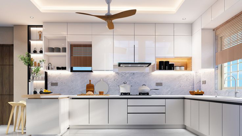 Mẫu 5: Mẫu tủ bếp chữ U hiện đại