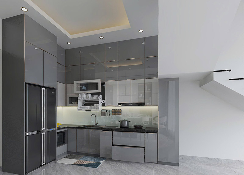 15+ Mẫu tủ bếp cánh kính chữ L đẹp, sang trọng nhất