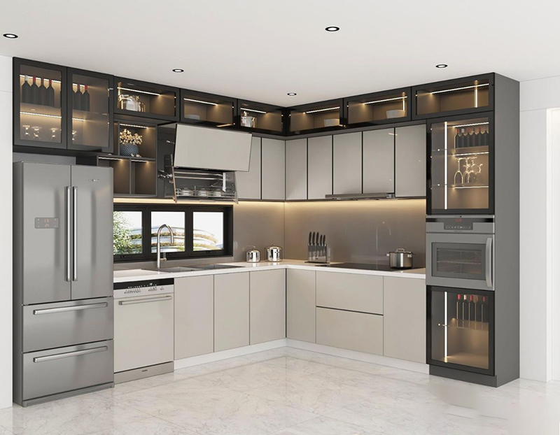 Mẫu 1: Tủ trắng hiện đại, cánh phẳng