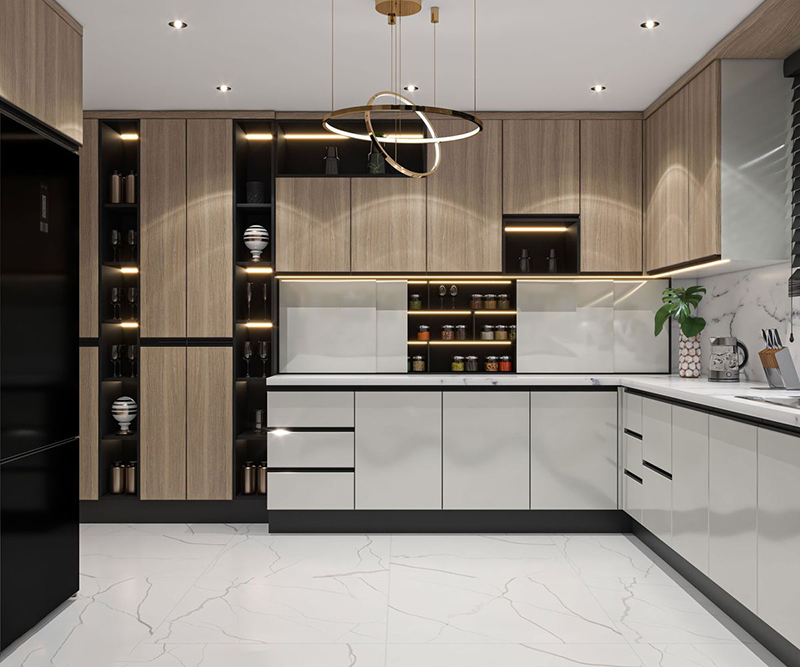 Mẫu 11: Tủ bếp trắng phong cách tối giản