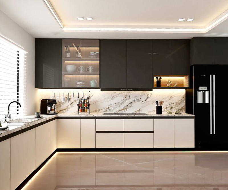 15 mẫu tủ bếp cánh kính trắng đẹp, được yêu thích 2026