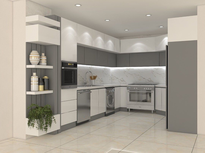 Mẫu 3: Tủ trắng cho bếp nhỏ thiếu sáng