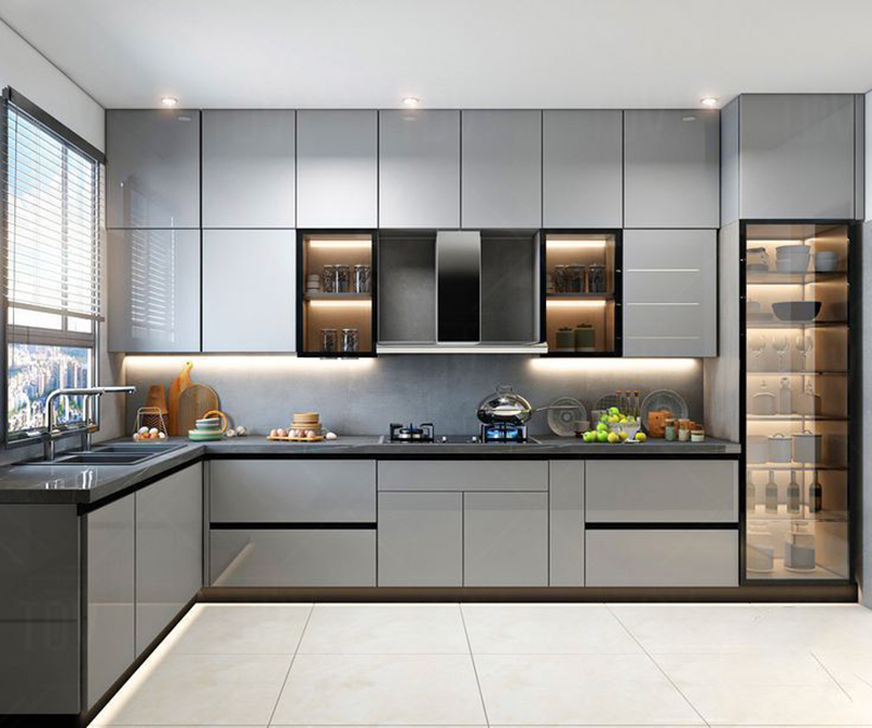 Mẫu 7: Xám tay nắm âm phong cách tối giản