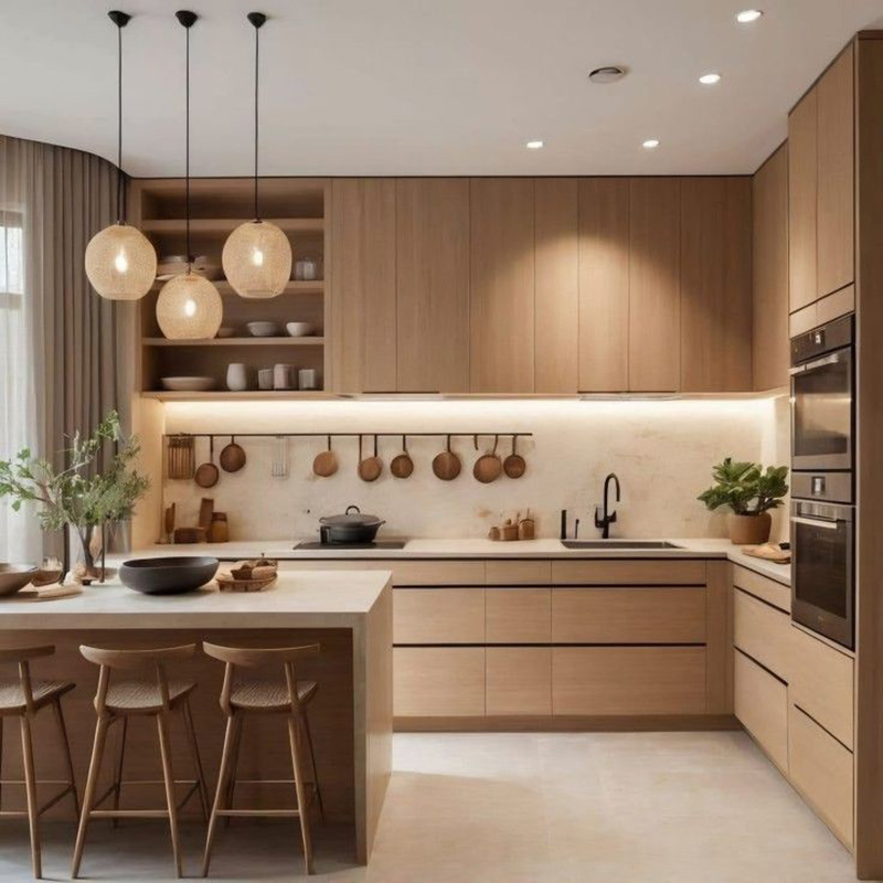 Mẫu 9: Tủ bếp dưới phong cách Japandi