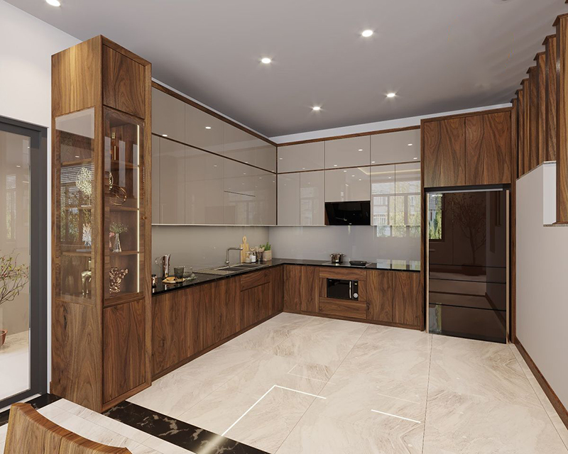 Mẫu 1: Chữ L cánh phẳng và tay nắm âm