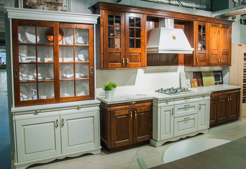 Mẫu 8: Tủ bếp gỗ hương chữ I dành cho chung cư nhỏ