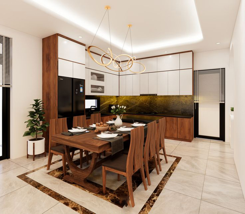 Mẫu 6: Chữ L nhà phố, tối ưu góc và lối đi