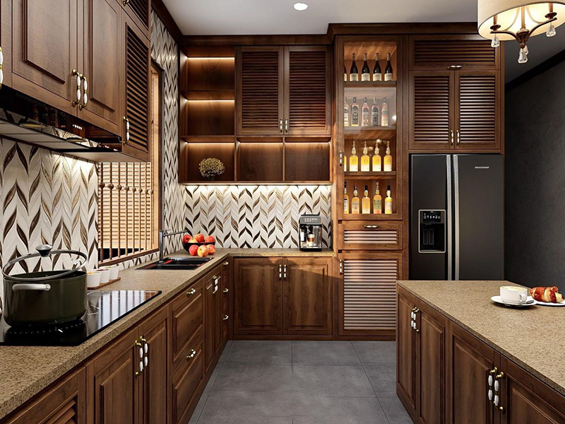 Mẫu 7: Chữ L biệt thự, phối thêm điểm nhấn trang trí