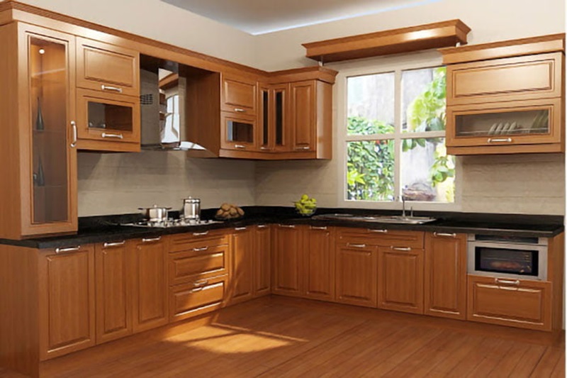 Tủ bếp gỗ hương thơm và có tính thẩm mỹ cao