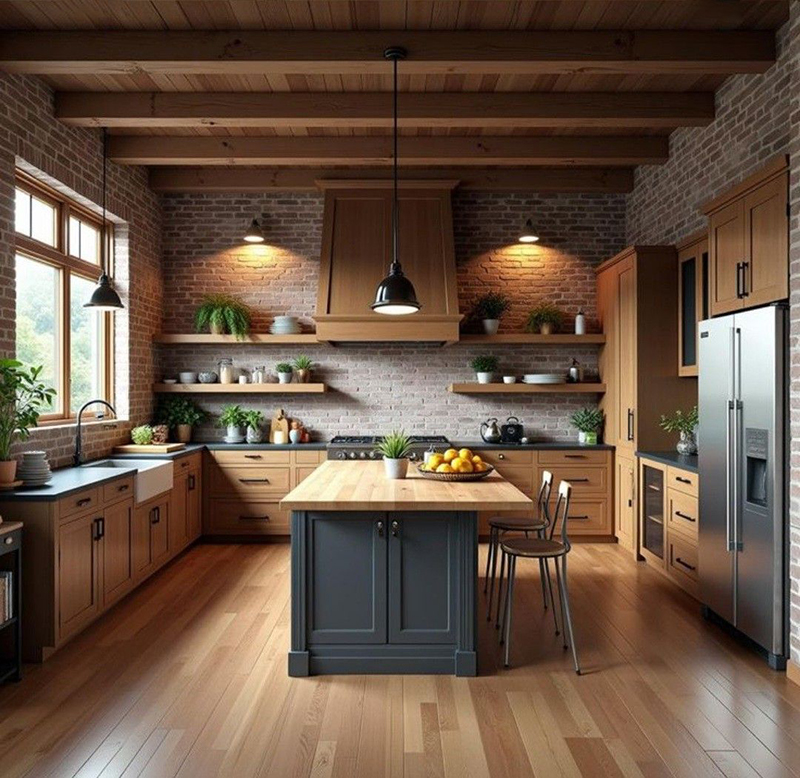 Mẫu 24: Óc chó + đá sáng + tay nắm đen mờ