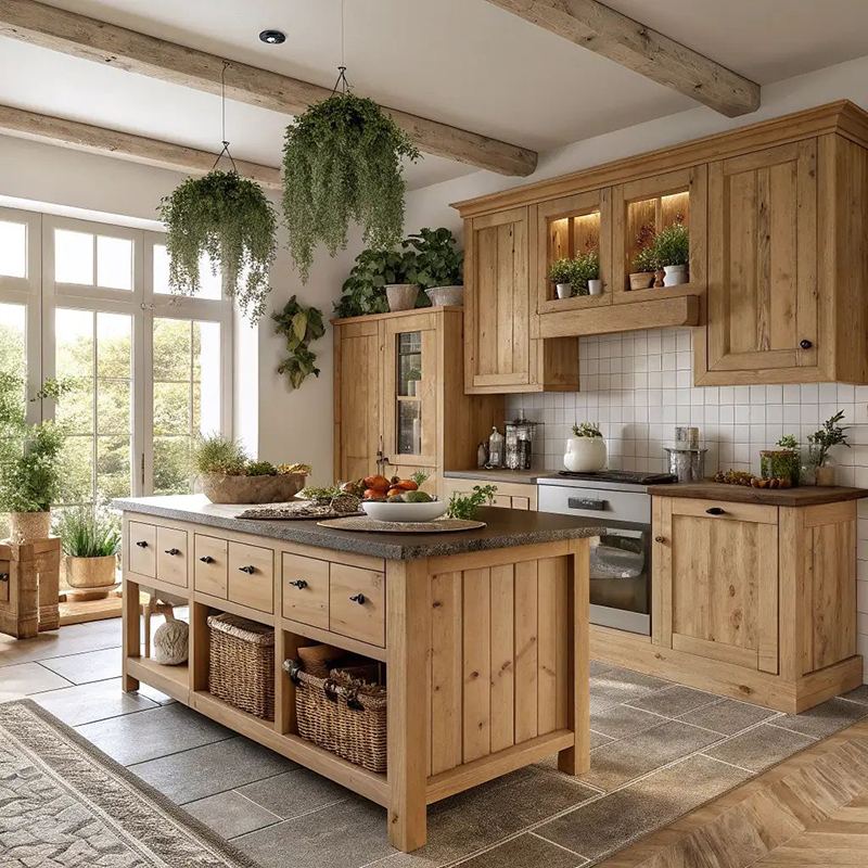 Mẫu 20: Chữ L có đảo – đảo sồi Mỹ, mặt đá vân lớn