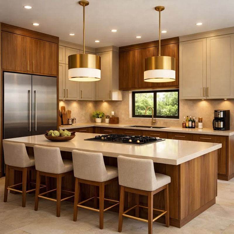 Mẫu 22: Đảo bếp kiêm quầy bar mini