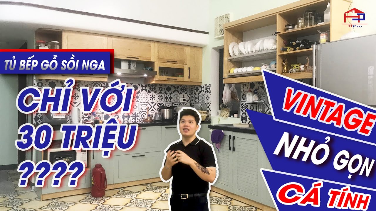 Mẫu tủ bếp gỗ sồi nga TBSN39 nhà anh Duy Anh - Long Biên phong cách vintage, độc lạ, cá tính Mẫu tủ bếp gỗ sồi nga TBSN39 nhà anh Duy Anh - Long Biên phong cách vintage, độc lạ, cá tính