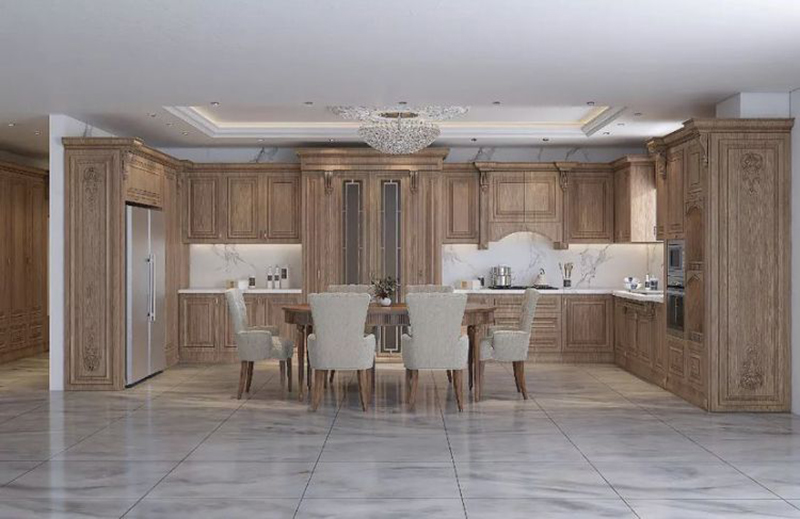 Mẫu 17: Chữ U tân cổ điển nhẹ + đèn hắt