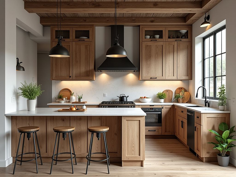 Mẫu 29: Sồi Nga + tay nắm dạng thanh dài hiện đại