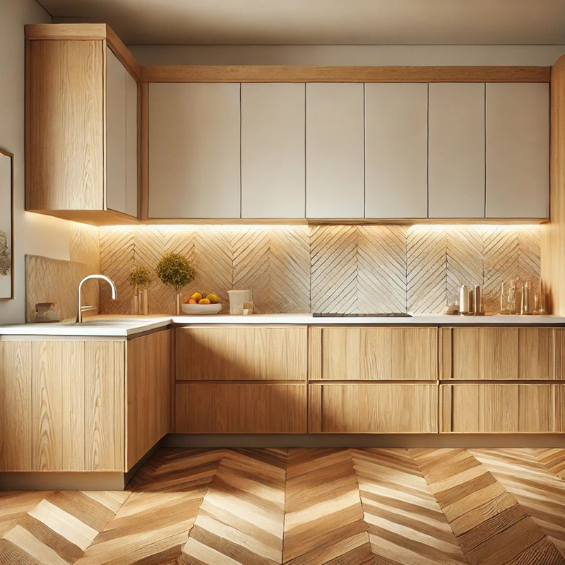 Mẫu 3: Chữ L tối giản + mặt đá trắng vân mây