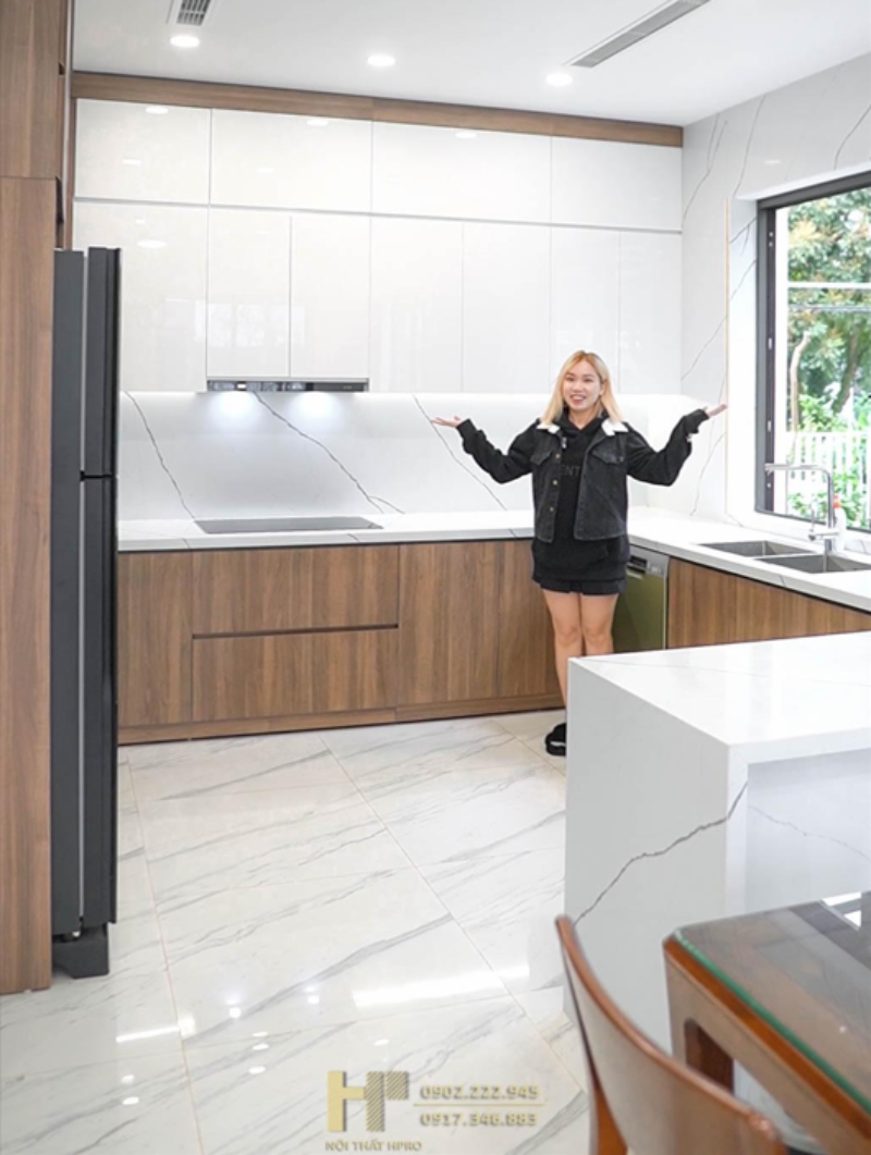 Tủ bếp chữ U tối ưu công năng cho không gian lớn