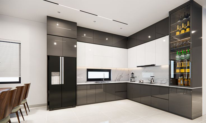 Mẫu 1: Tủ bếp chữ L cho nhà liền thổ