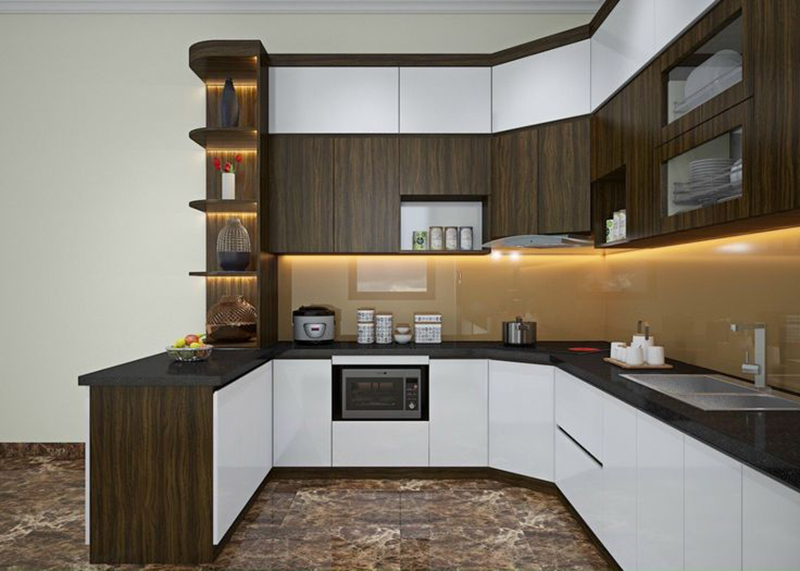 Mẫu 2: Tủ bếp chữ U cho gia đình đông người