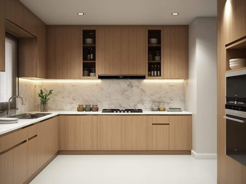 Mẫu 9: Tủ bếp phong cách tối giản