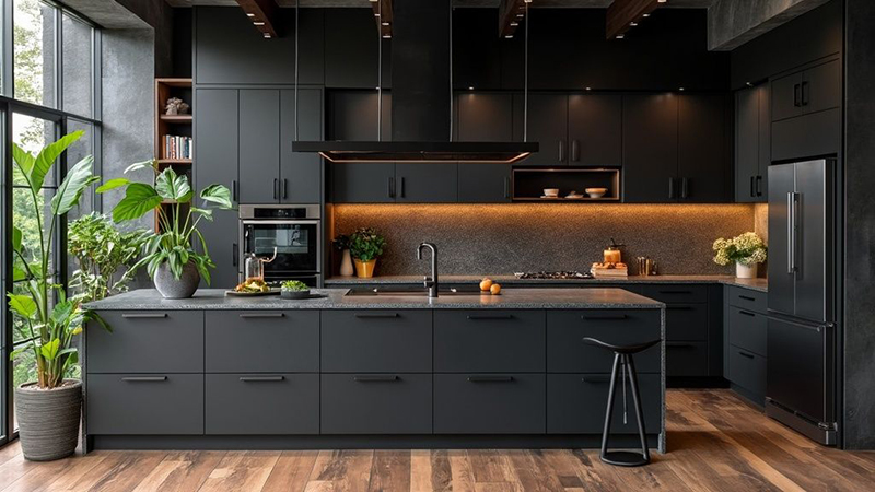 10 mẫu tủ bếp inox màu đen hiện đại: Lên “form sang” nội thất