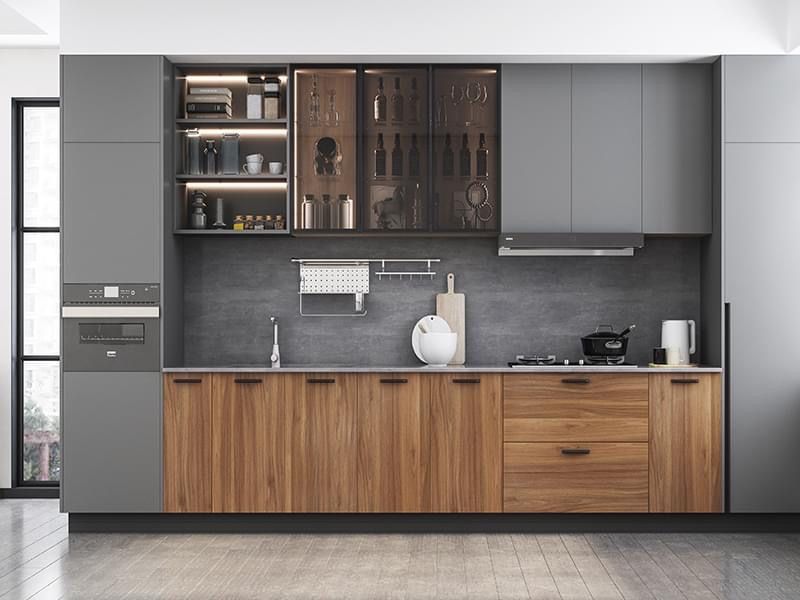 Mẫu 11: Vân gỗ xước (texture) + mặt đá xám