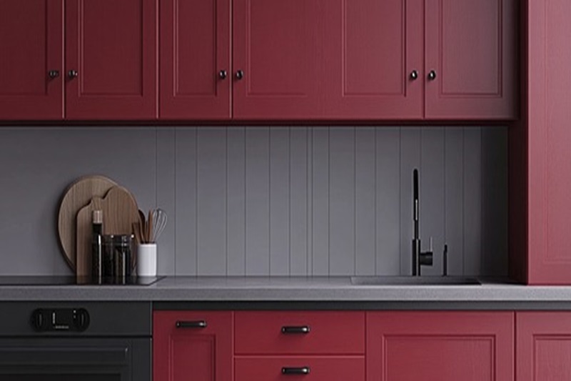 Mẫu tủ bếp đỏ thích hợp cho các gia chủ mệnh hỏa