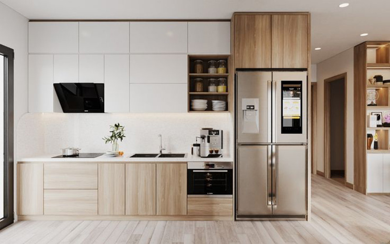 Mẫu 1: Tủ bếp chữ I tối giản cho căn hộ nhỏ